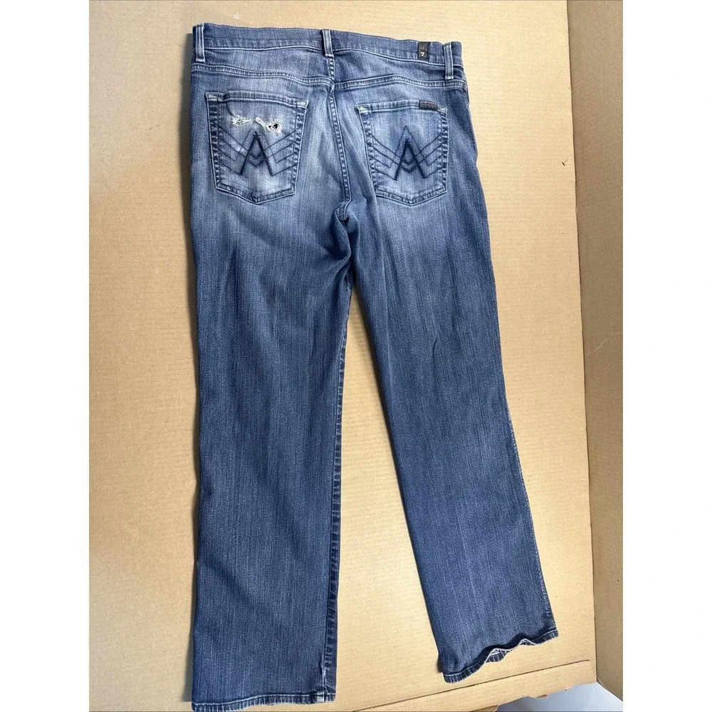 7 For All Of Man Kind Jeans Mens 32 Blue Dark Wash Relaxed Fit Button Fly USA